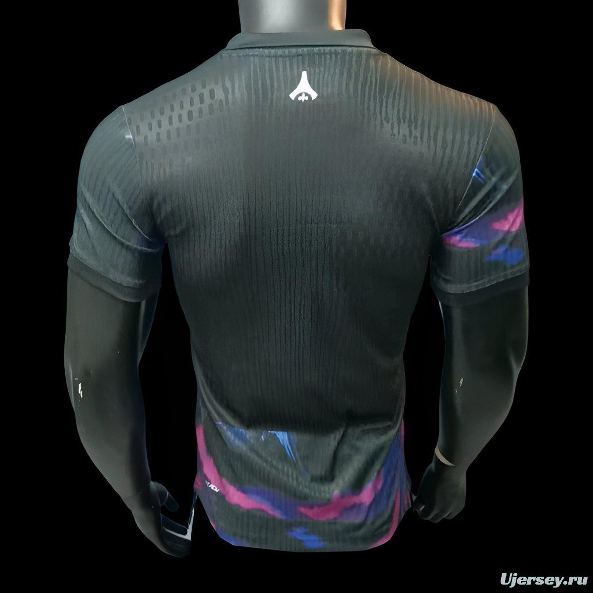 Player Version 25/26 Paris Saint-Germain Black with Blue-Pink Abstract Pattern Jersey