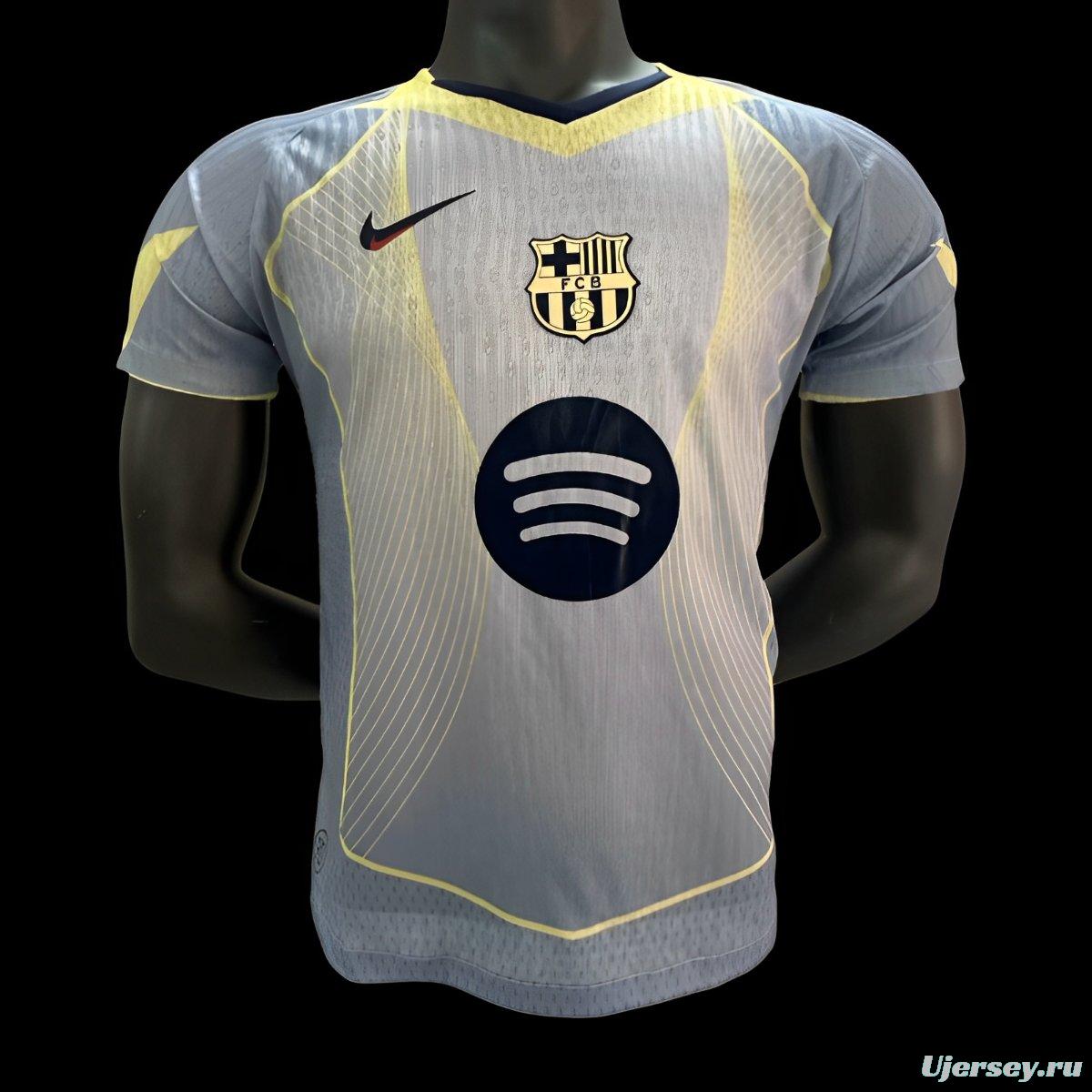 Player Version 25/26 FC Barcelona Grey with Yellow Accent Lines Jersey