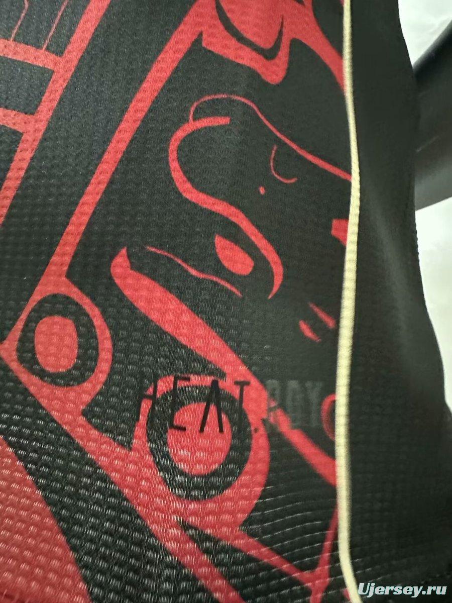 Player Version 2025 Mexico Black with Red-Green Aztec Pattern Jersey