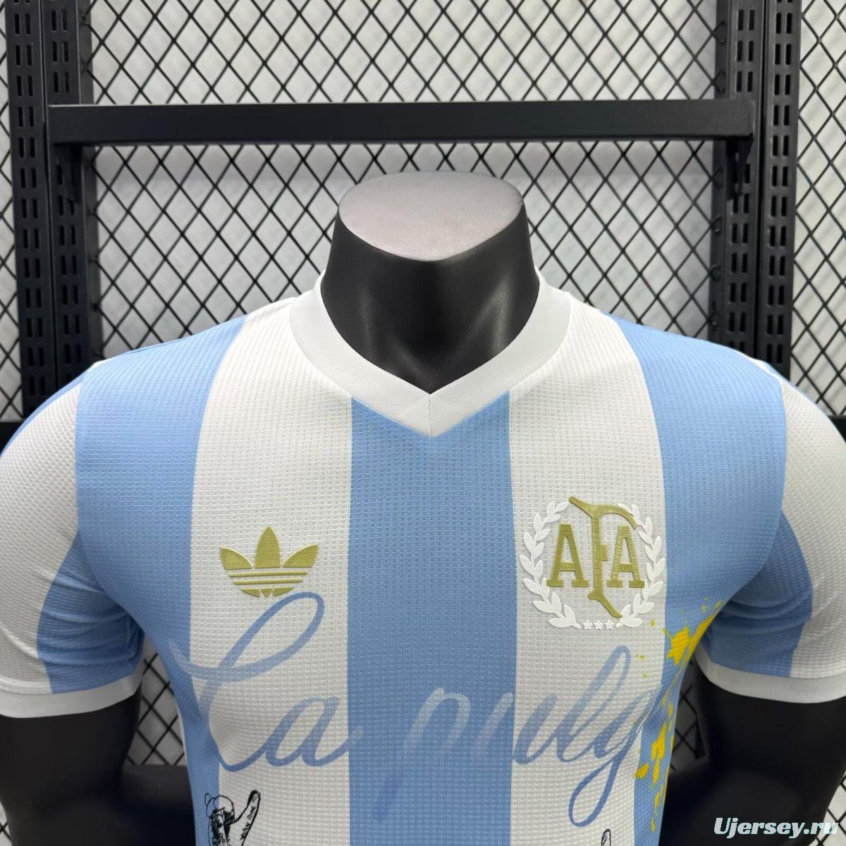 Player Version 2025 Argentina Home Sky Blue with Messi Celebration Print Jersey