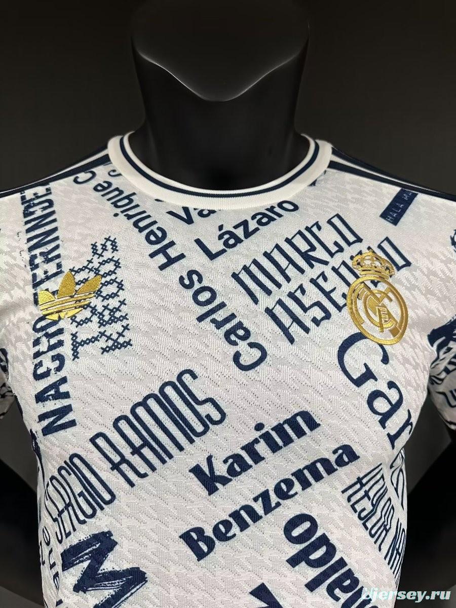 Player Version 25/26 Real Madrid White with Legendary Players Names Pattern Jersey