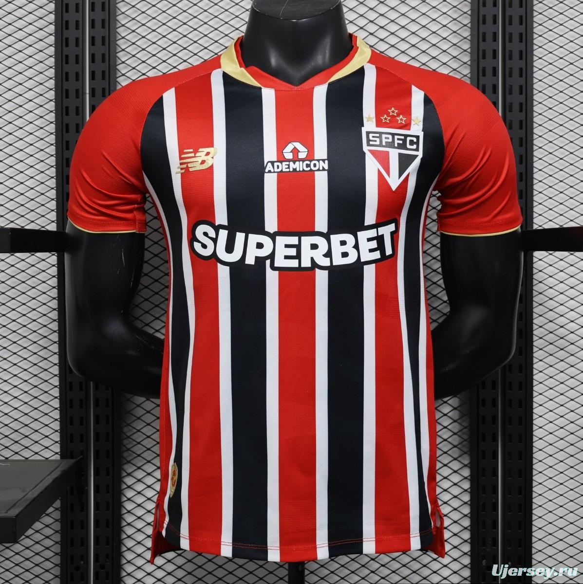 Player Version 25/26 Sao Paulo Home Jersey With Full Sponsors