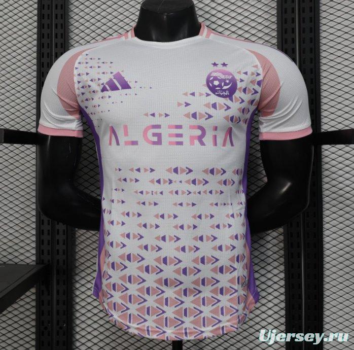 Player Version 2025 Algeria White-Pink with Geometric Pattern Jersey
