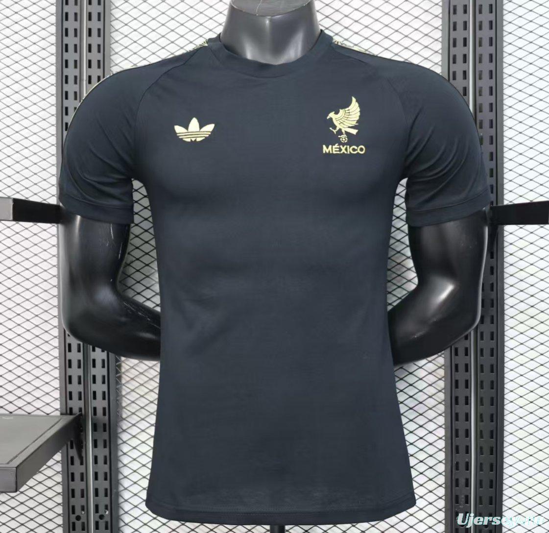 2025 Mexico Cotton Black Casual T-Shirt