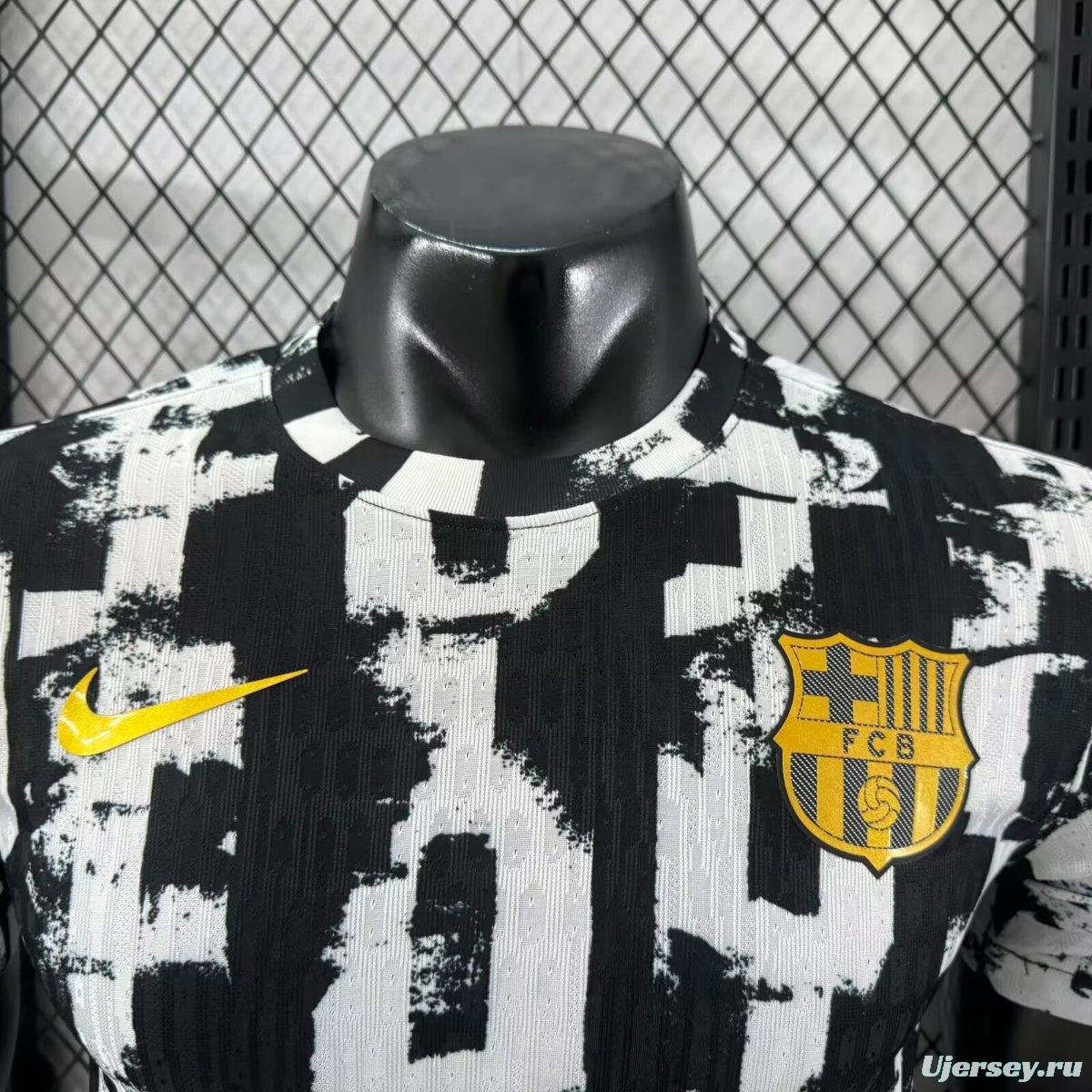 Player Version 25/26 Barcelona White with Abstract Graffiti Pattern Jersey