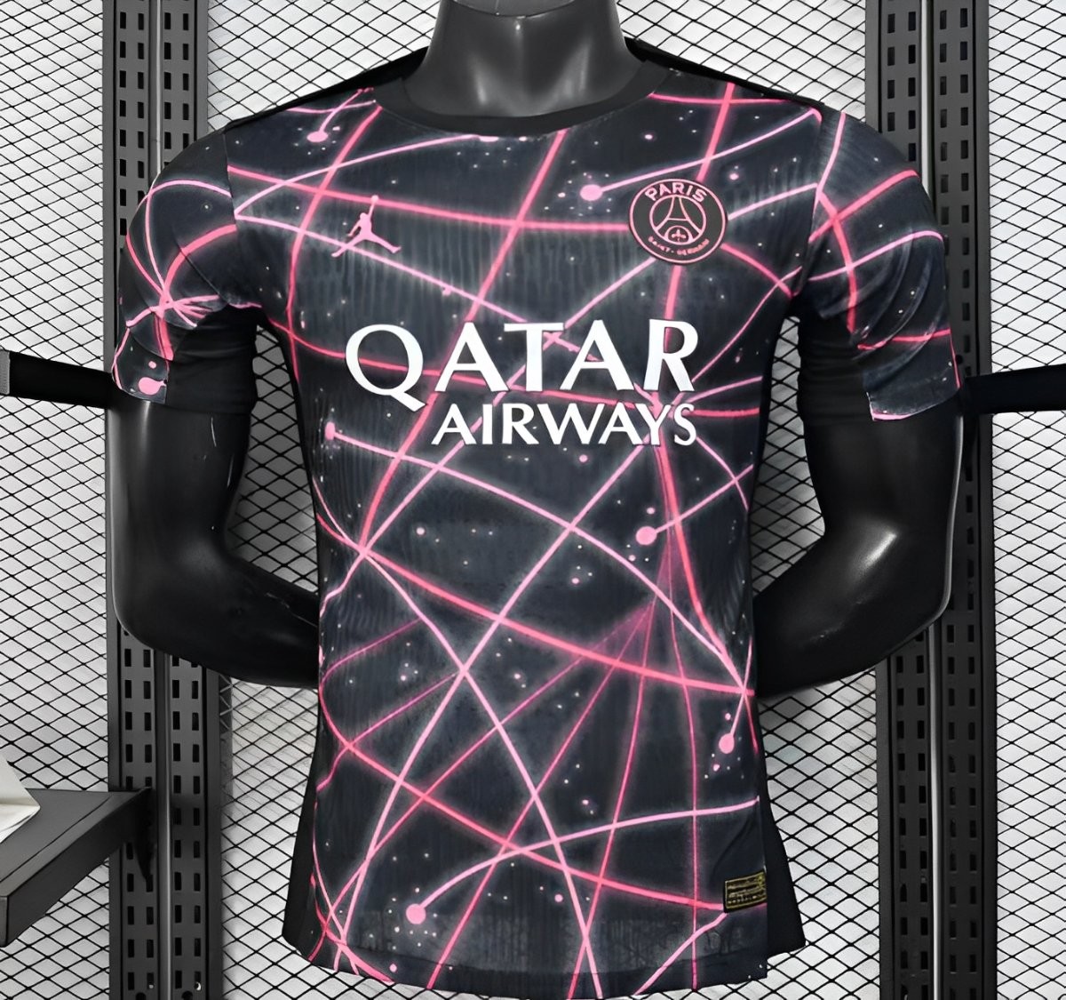 Player Version 25/26 Paris Saint-Germain PSG Black with Neon Geometric Network Jersey