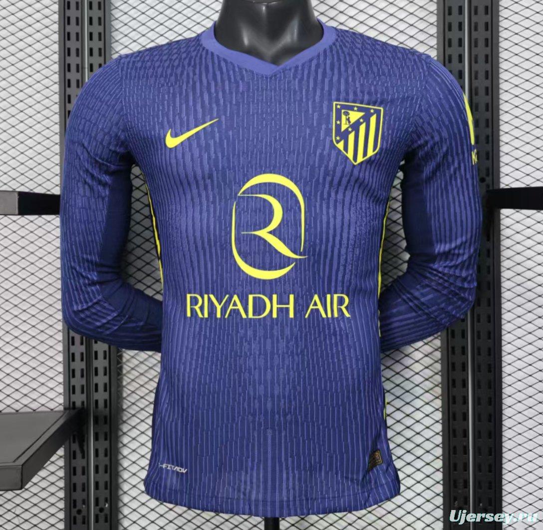 Player Version 25/26 Atletico Madrid Away Blue Long Sleeve Jersey