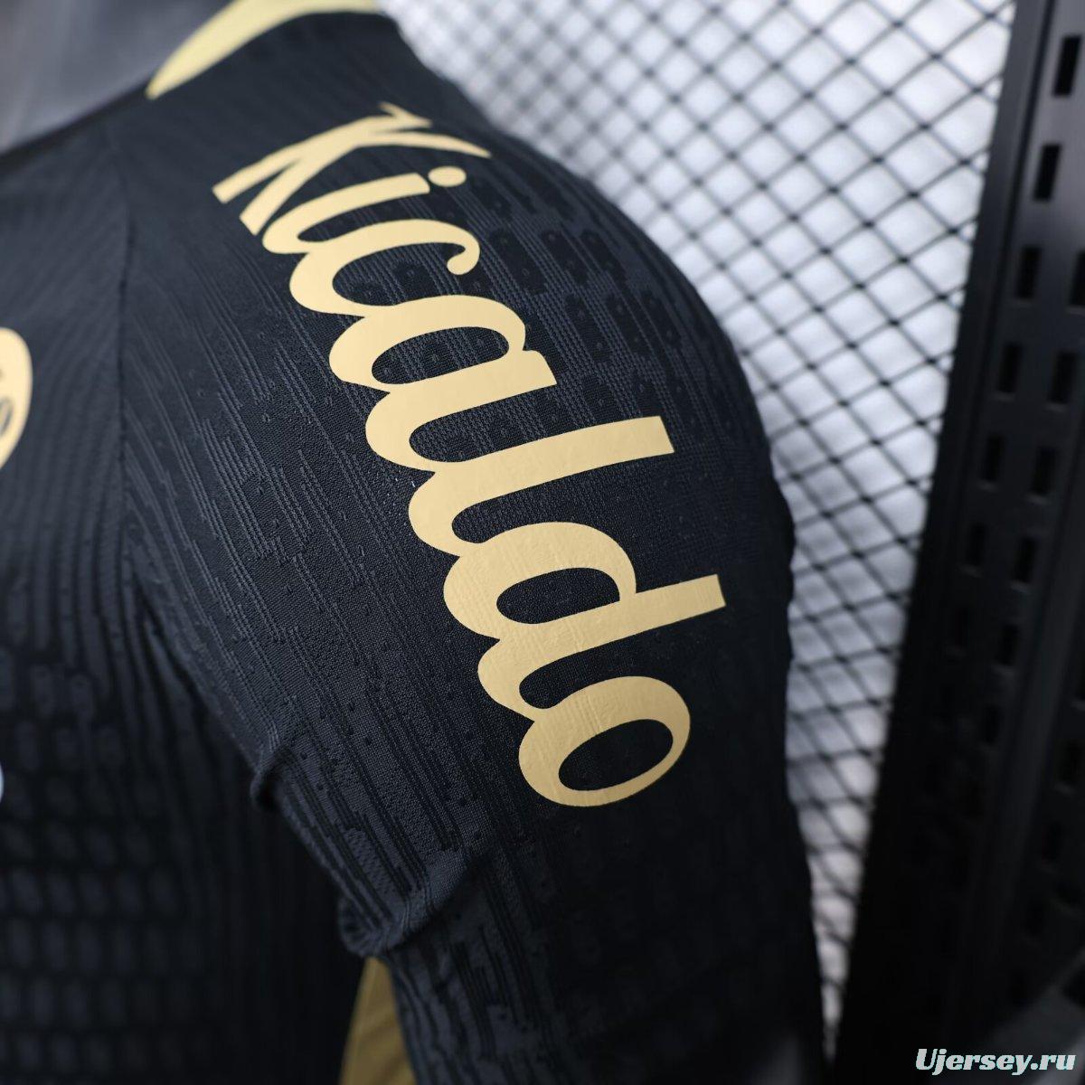 Player Version 25/26 Santos FC Black with Textured Pattern Jersey With Full Sponsors