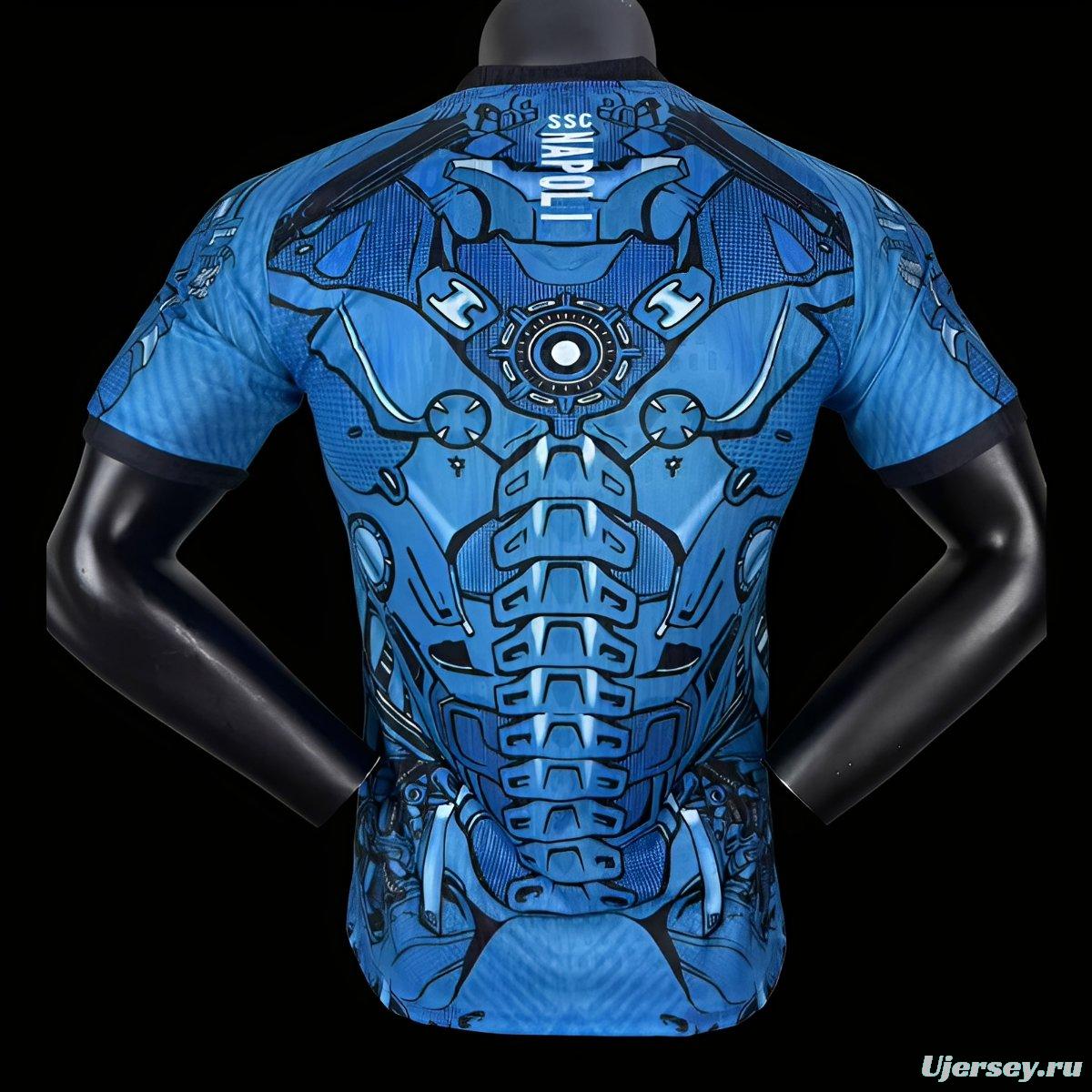Player Version 25/26 Napoli EA7 Blue with Robotic Armor Pattern Jersey