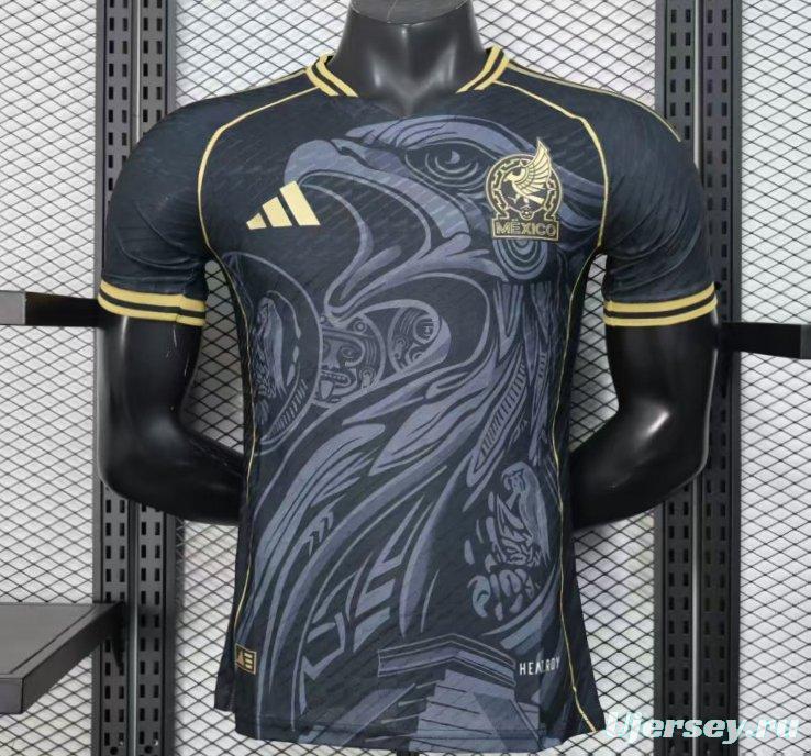 Player Version 2025 Mexico Black with Eagle Feather Pattern Jersey