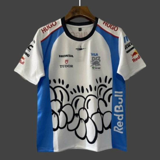 25/26 F1 Racing 92 White with Blue Artistic Cloud Pattern Jersey
