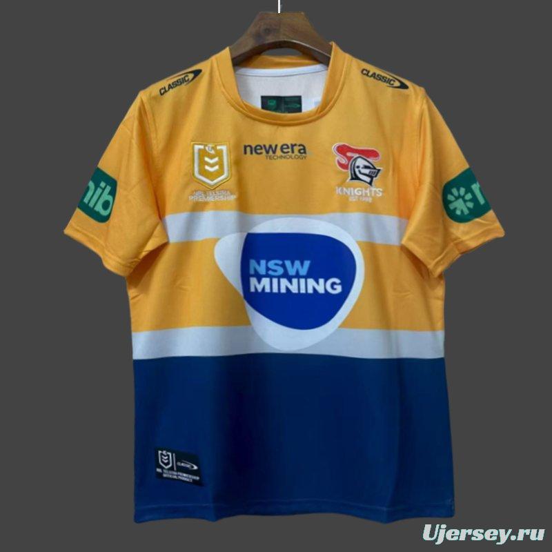 25/26 Newcastle Knights Gold with Navy Stripe Jersey