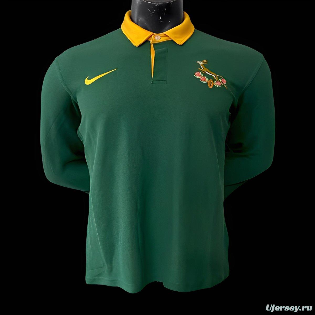 2026 South Africa Green Long Sleeve Polo Rugby Jersey