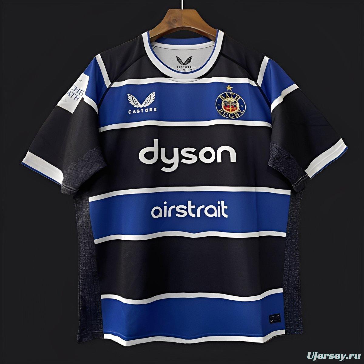 25/26 Bath Rugby Blue with Black and White Hooped Jersey