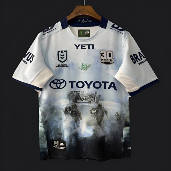 25/26 North Queensland Cowboys White with ANZAC Gallipoli Commemorative Jersey
