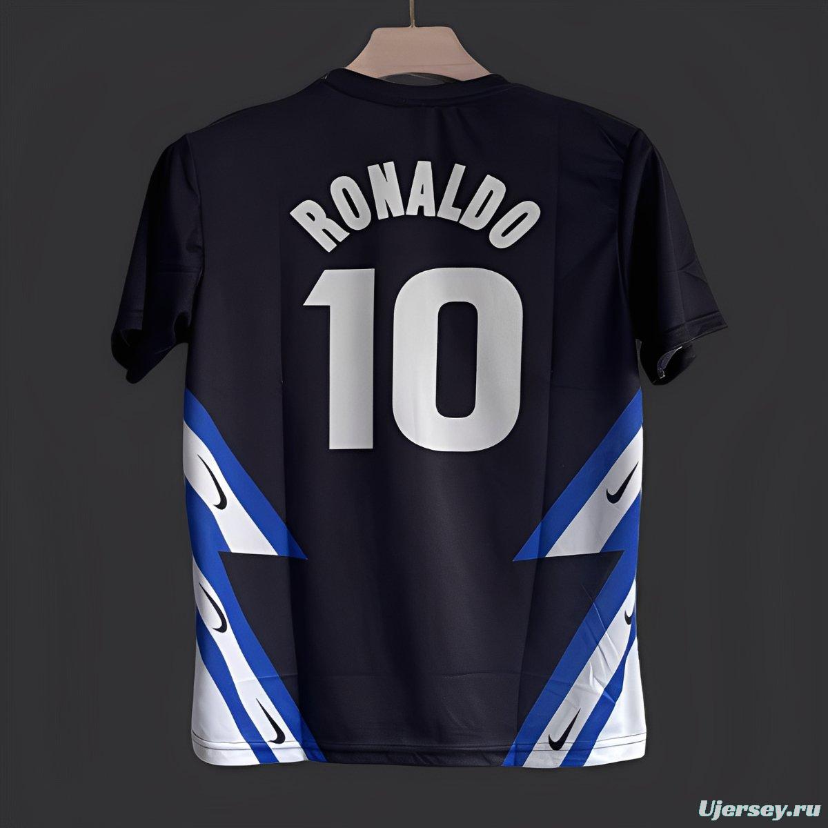 5/26 Inter Milan Black with Blue White Diagonal Stripes Jersey