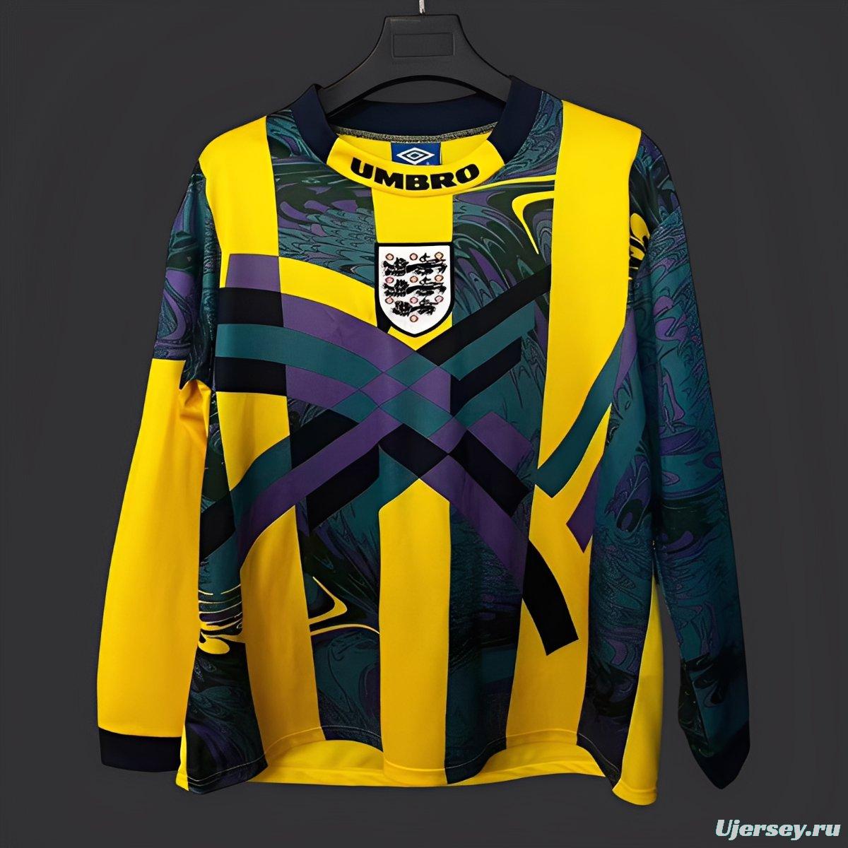 Retro 1995 England Yellow Goalkeeper Yellow Jersey