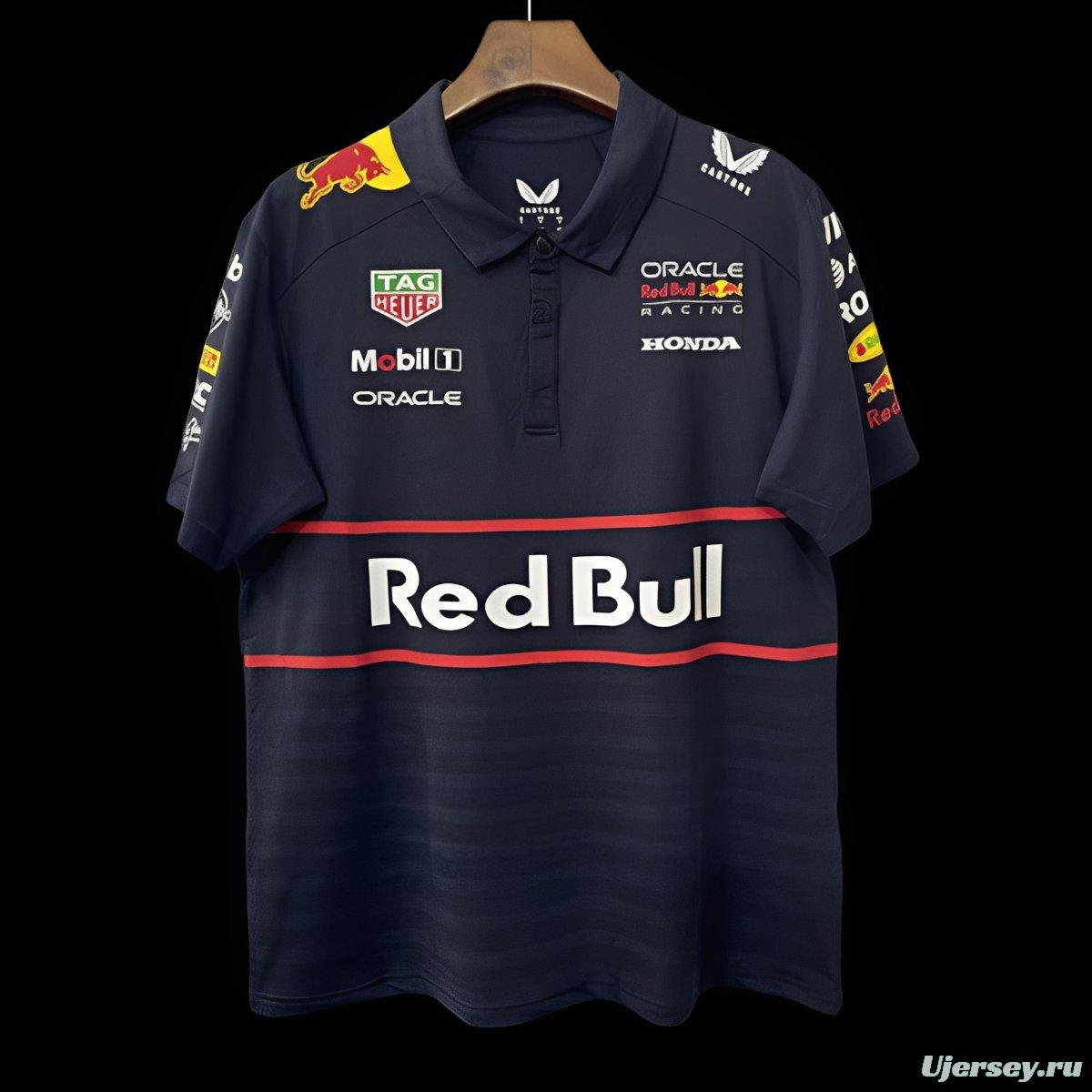 2026 F1 Oracle Red Bull Racing Navy with Red Stripes Polo Shirt