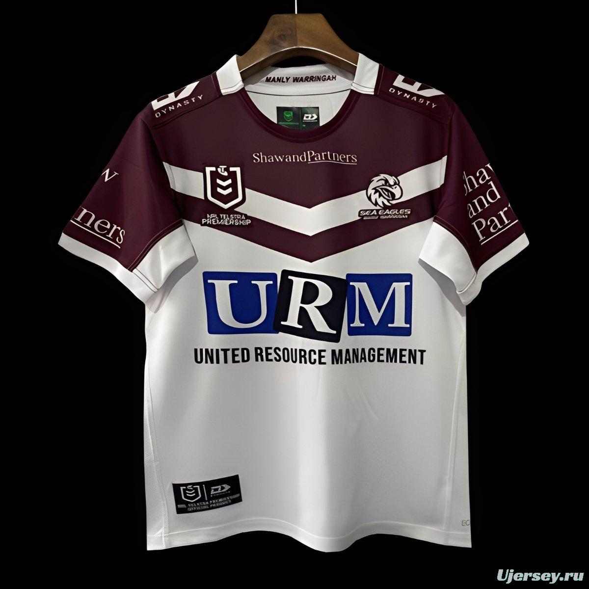 2025 Manly Warringah Sea Eagles White with Maroon V-Chevron Away Jersey