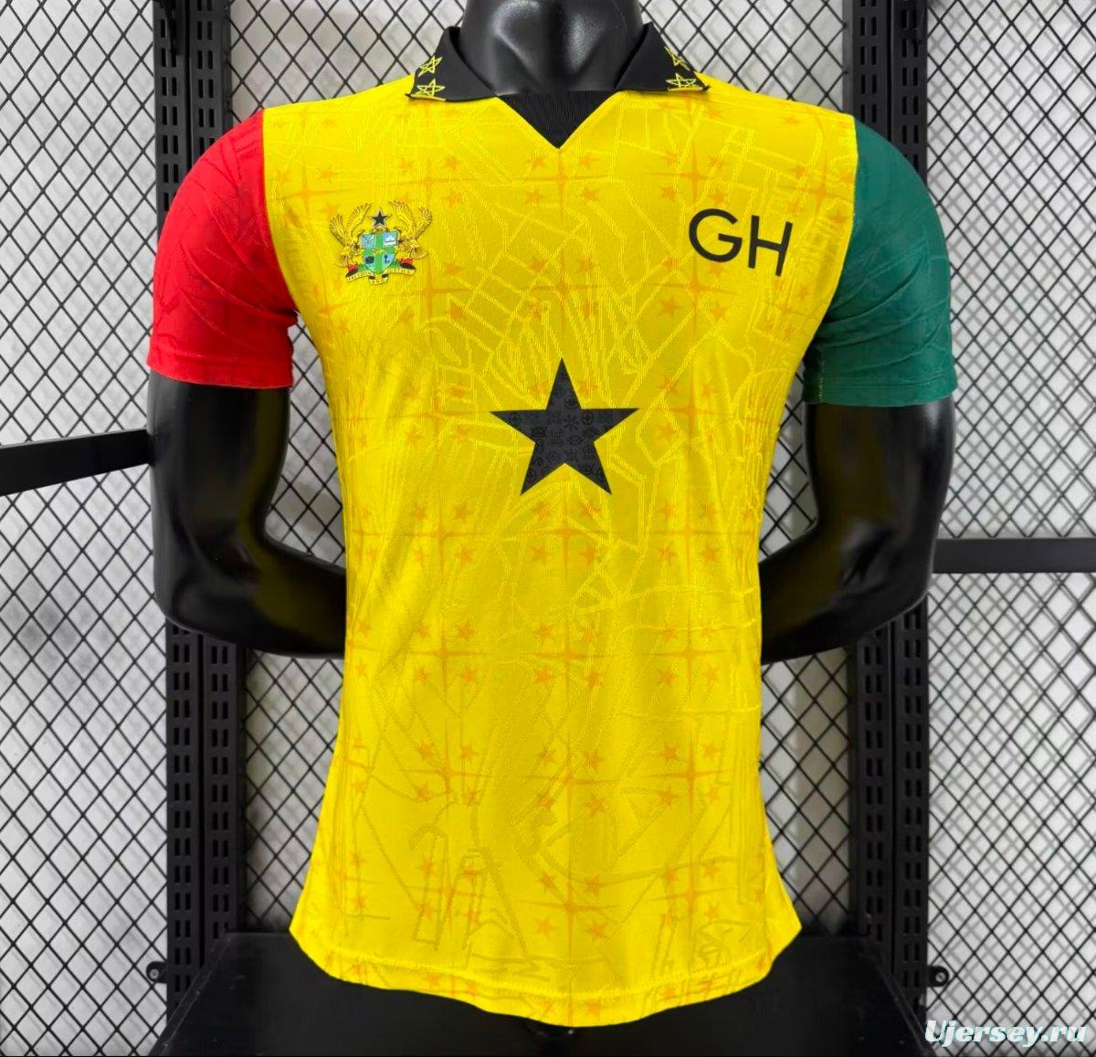 Player Version 2026 Ghana White with Black Star and Yellow Sleeves Jersey