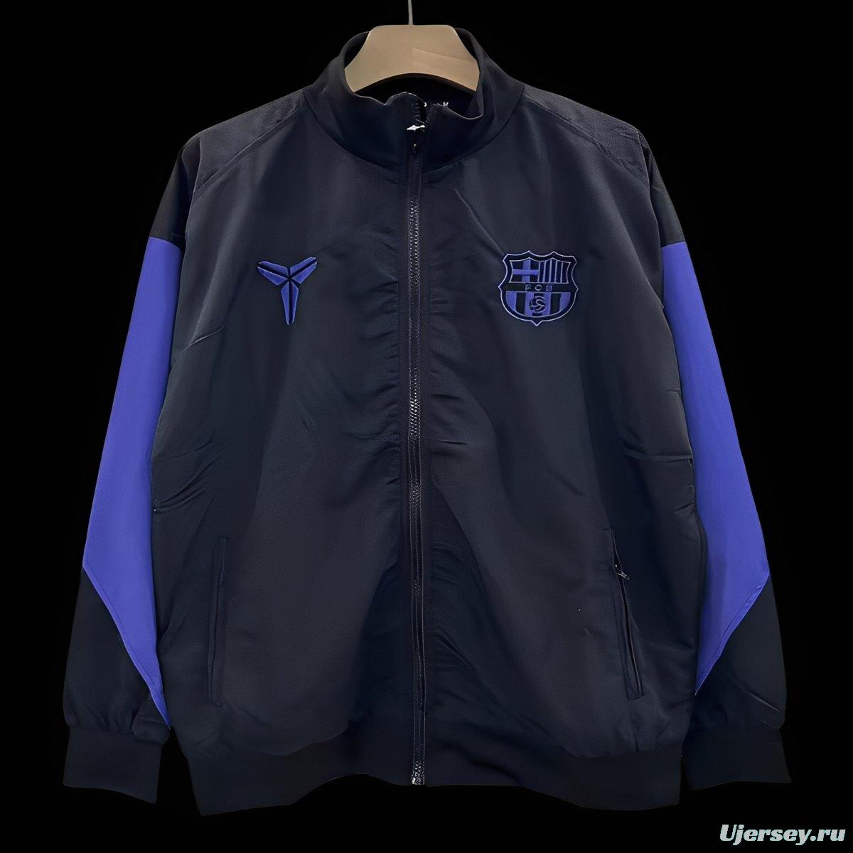 25/26 Barcelona Black with Purple Stripe Windbreaker