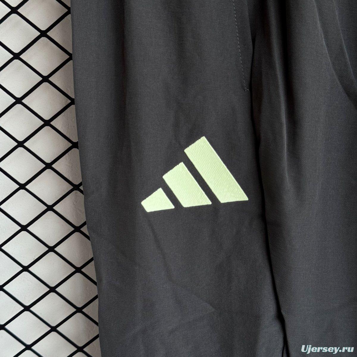 25/26 Real Madrid Black/Green Full Zipper Windbreaker + Long Pants