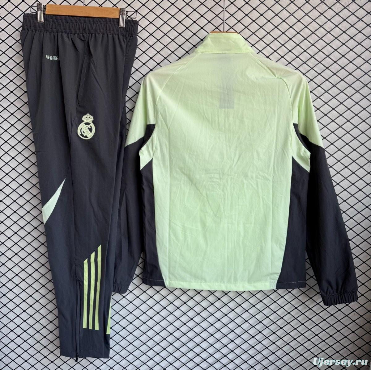 25/26 Real Madrid Green Full Zipper Windbreaker + Long Pants