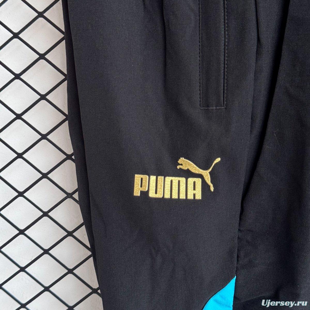 25/26 Olympique Marseille Black Full Zipper Windbreaker + Long Pants