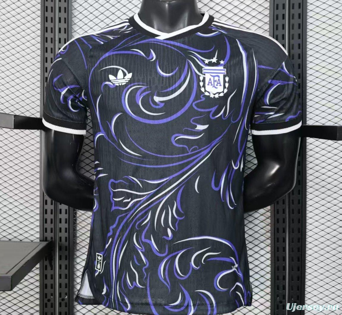 Player Version 2026 Argentina Third Black with Artistic Swirl Pattern Jersey