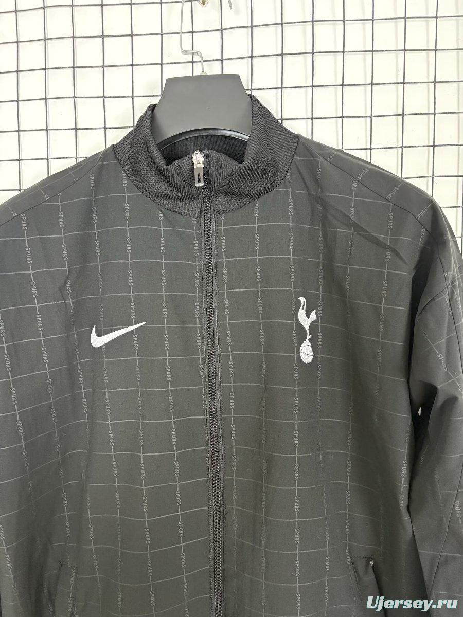 25/26 Tottenham Hotspur Black Grid Windbreaker