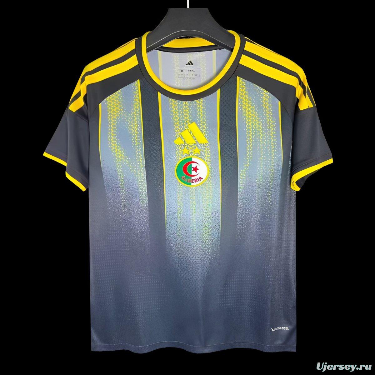 2026 Algeria Grey with Yellow Gradient Stripes Pre-Match Jersey