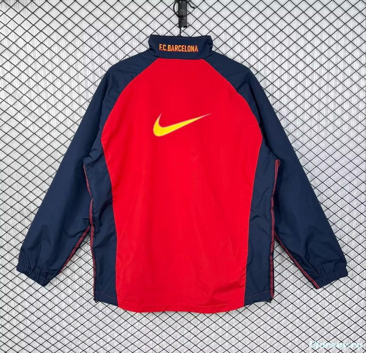 Retro 98/00 Barcelona Home Red Full Zipper Windbreaker