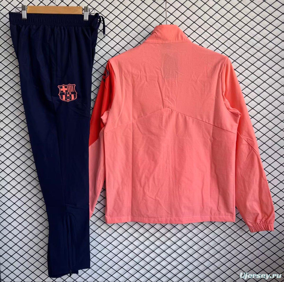 25/26 Barcelona Pink with Navy Full zipper Jacket Tracksuit+ long pants