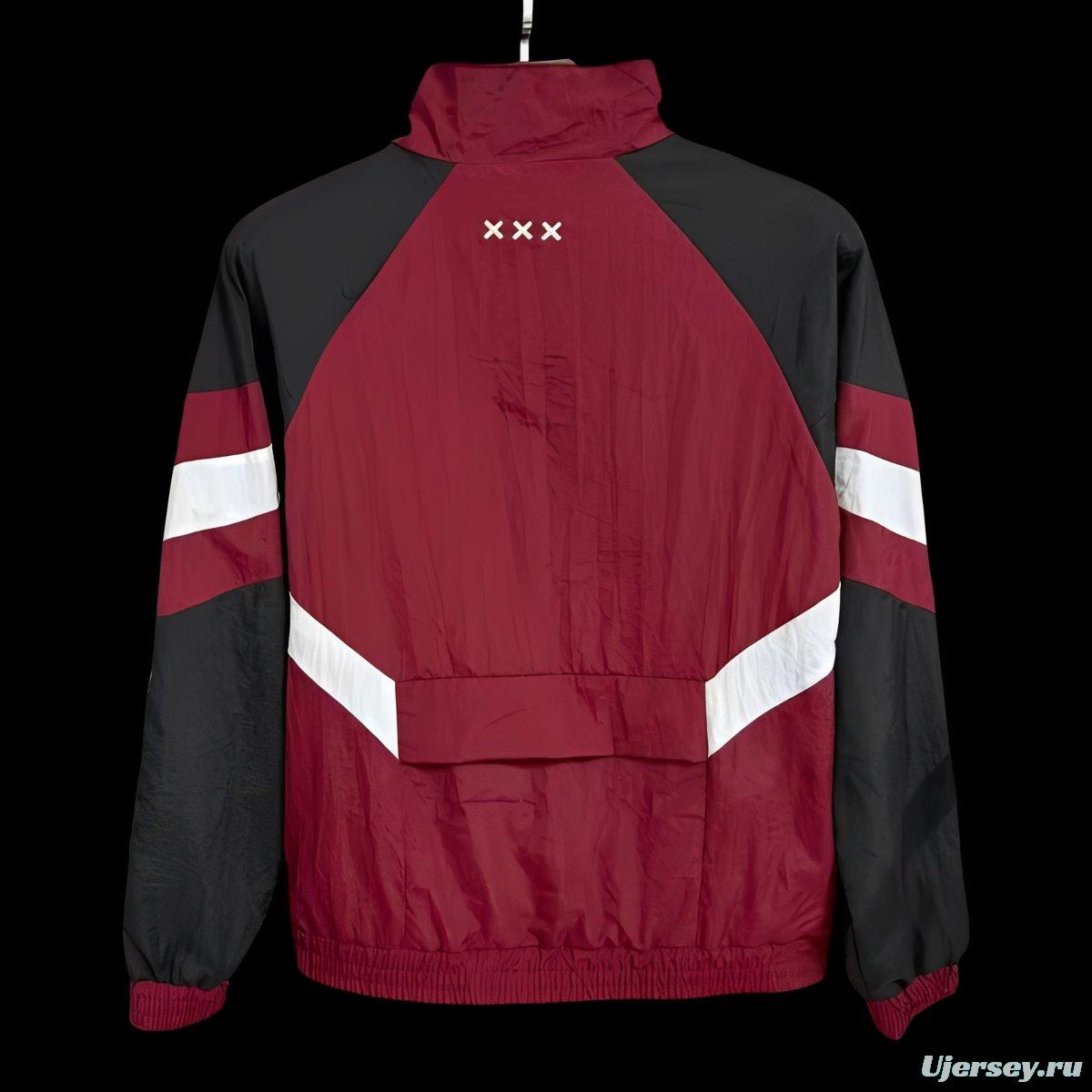 25/26 Ajax Wine Full Zipper Windbreaker