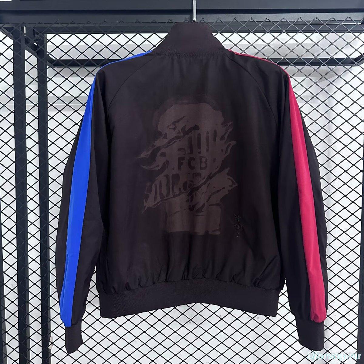 25/26 Barcelona Black/Red/Blue Full Zipper Windbreaker