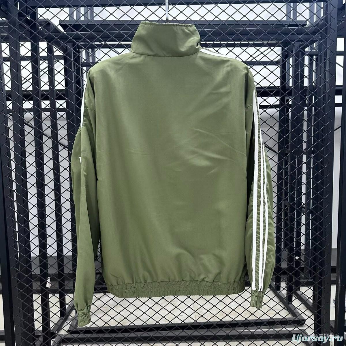 2026 Adidas Green Full Zipper Windbreaker