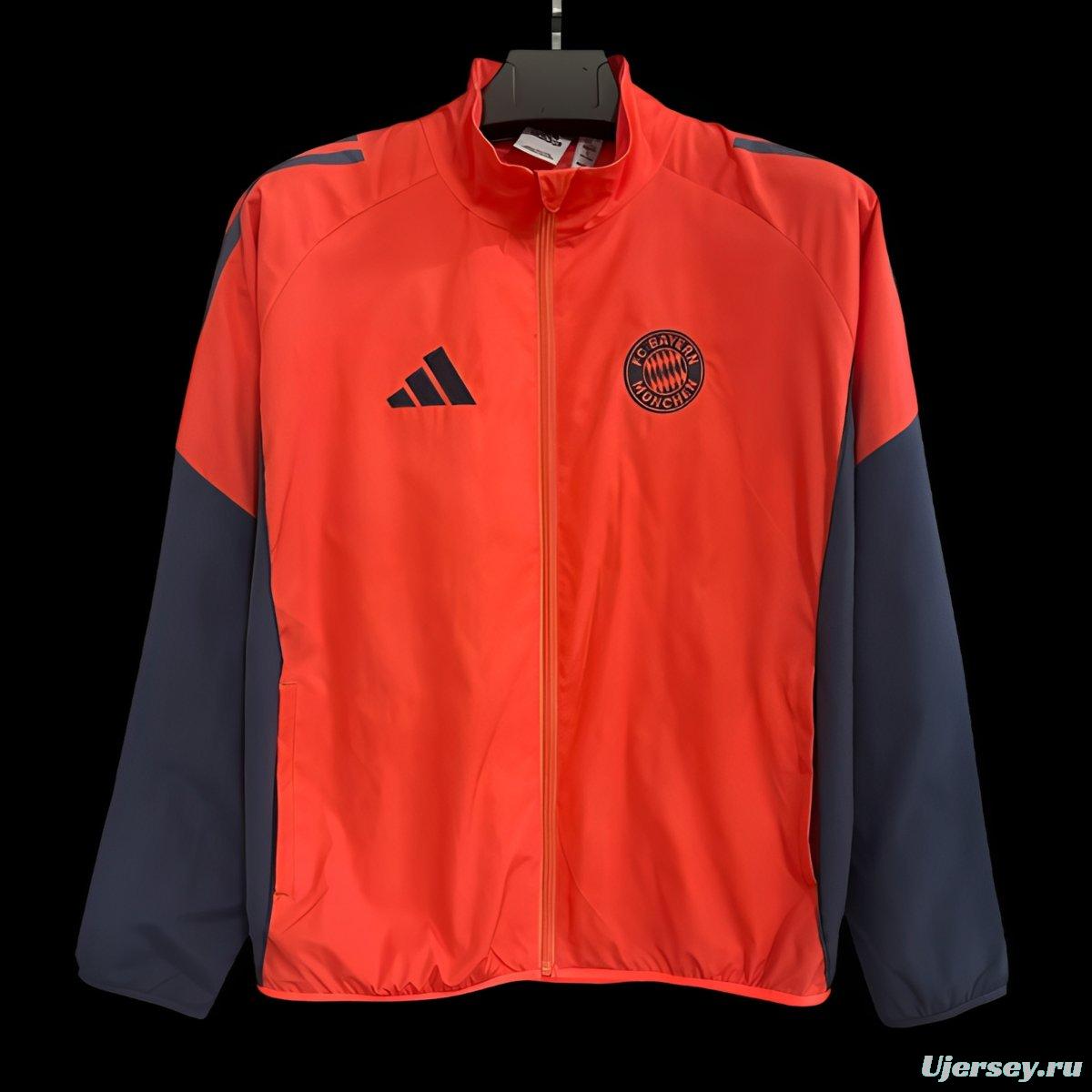 25/26 Bayern Munich Orange Full Zipper Windbreaker