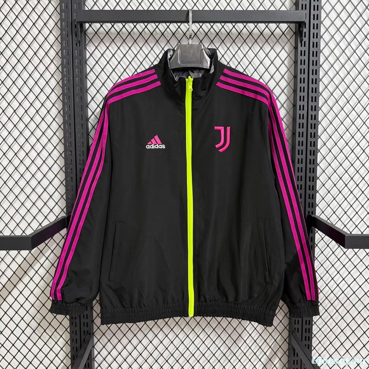 25/26 Juventus Black/Purple Full Zipper Windbreaker