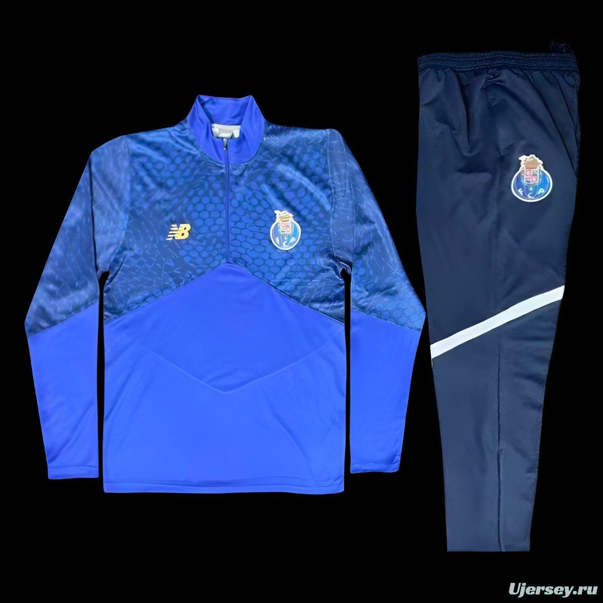 25/26 Porto Royal Blue / Electric Blue Half Zipper Tracksuit+Long Pants