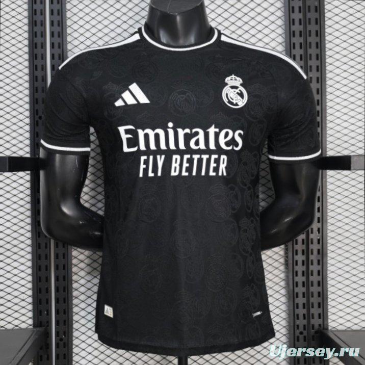 25/26 Player Version Real Madrid Black with Subtle Crest Pattern Jersey
