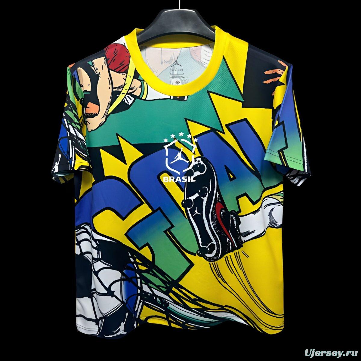 2026 Jordan Brazil World Cup Lifestyle Vibrant Blue Yellow Jersey