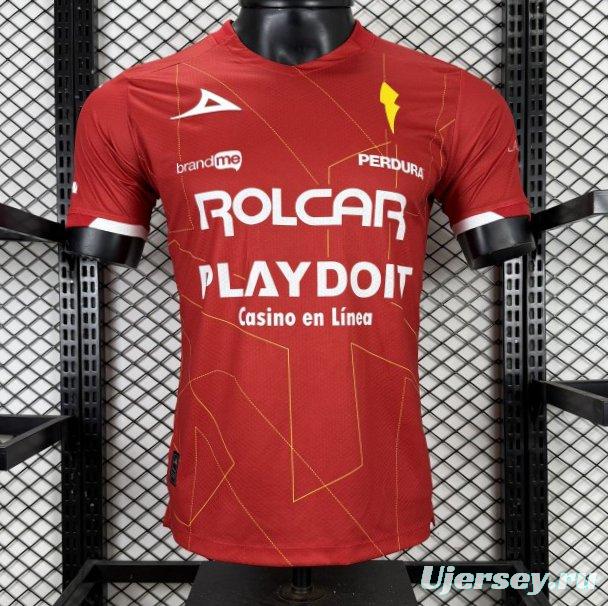 Player Version 25/26 Club Necaxa away Red with Gold Geometric Lightning Pattern Jersey