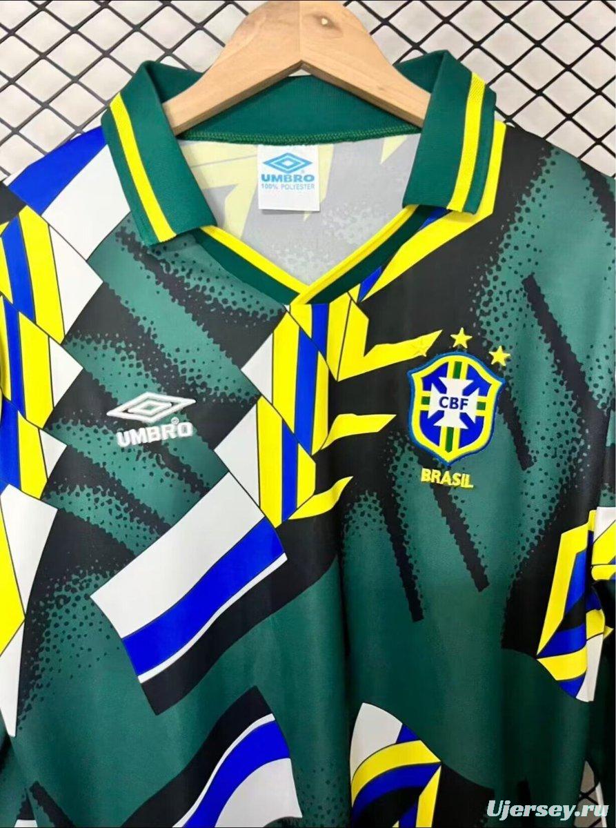 Retro 1994 Brazil Goalkeeper Green Long Sleeve Jersey