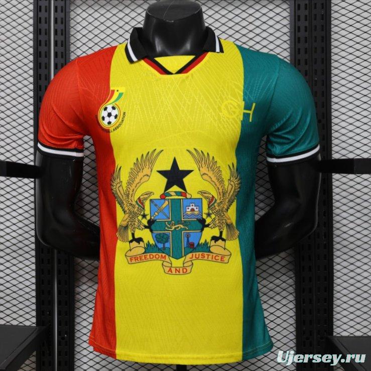 Player Version 2026 Ghana Special Edition Yellow Red Green with National Coat of Arms & Flag Jersey