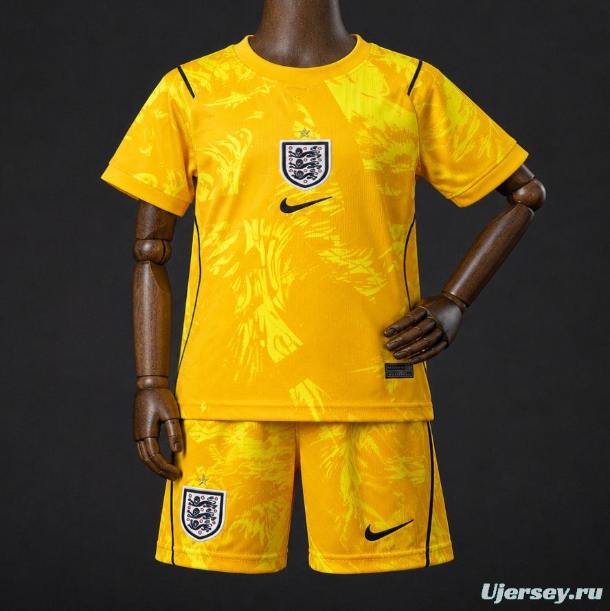 2026 Kids England Yellow Goalkeeper Jersey