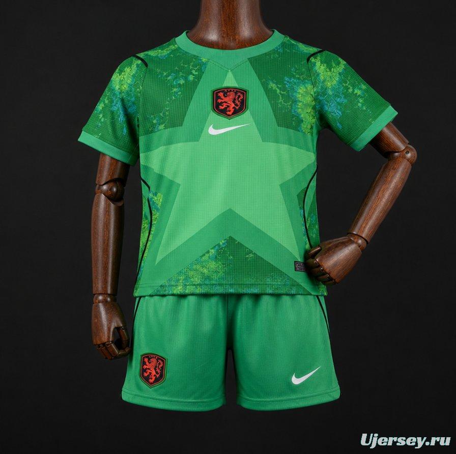 2026 Kids Netherlands Green Goalkeeper Jersey