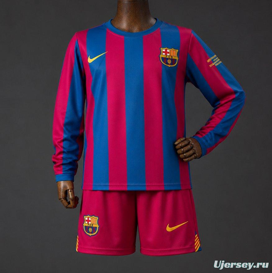 Retro Kids 05/06 Barcelona Home Long Sleeve Champion League Jersey