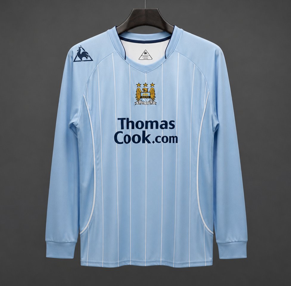 Retro 07/08 Manchester City Home Long Sleeve Soccer Jersey