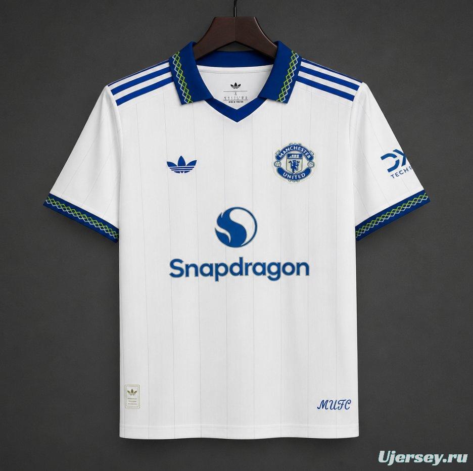 26/27 Manchester United White Pinstripe Away Jersey