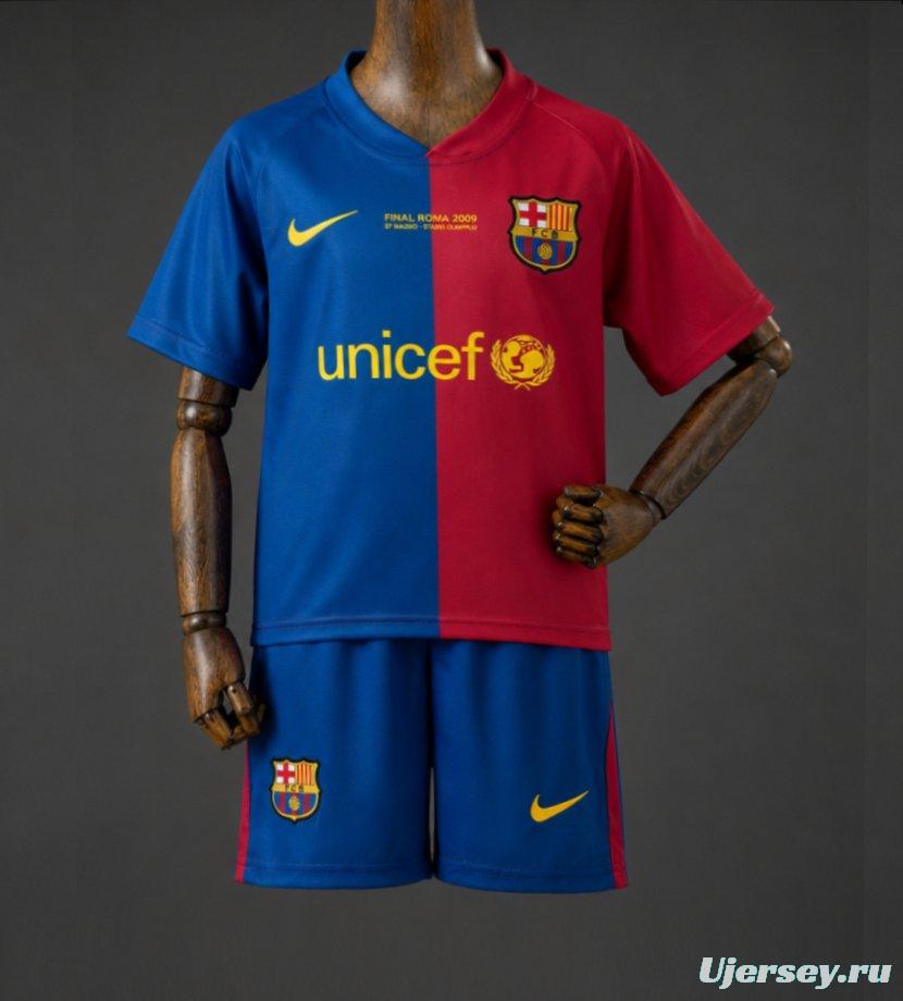 08/09 Kids Barcelona Home Retro Kit Jersey Size 16-28